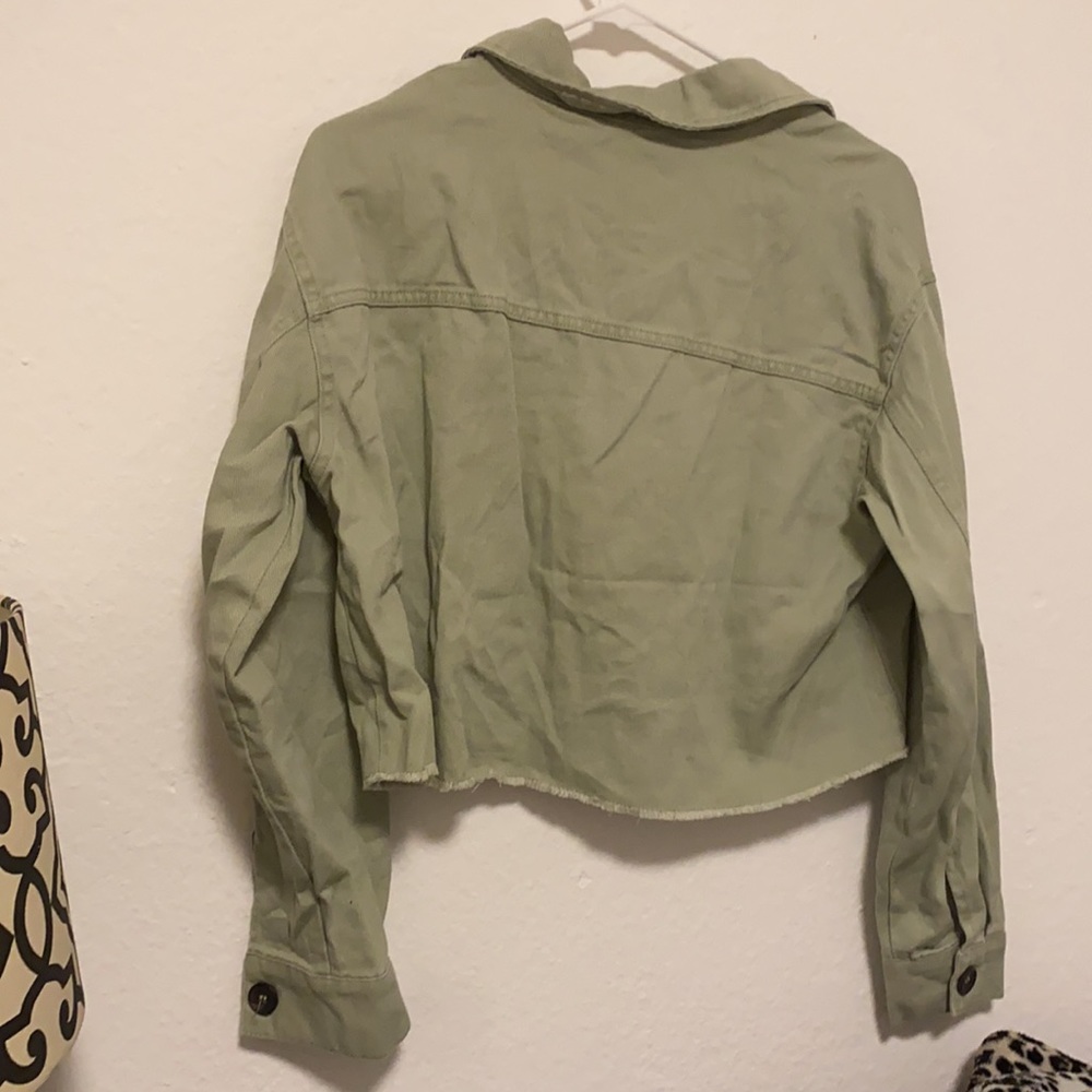 Timing Light Green Button Up Jacket With Fray Bot… - image 5